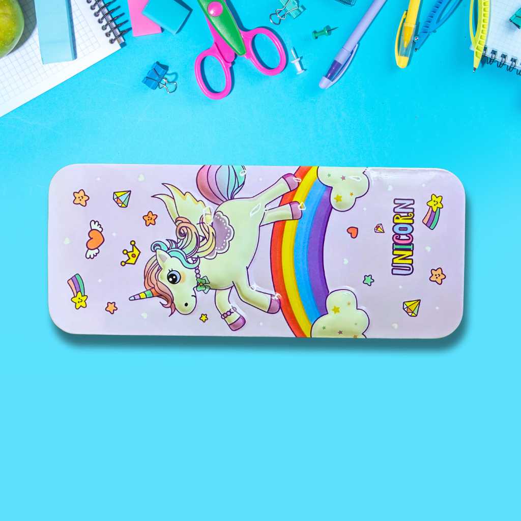 buy best school utilities and stationary for kids and toddler animal cartoon printed metal pencil box dodkart