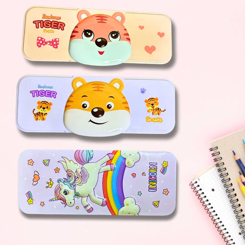 buy best school utilities and stationary for kids and toddler animal cartoon printed metal pencil box dodkart