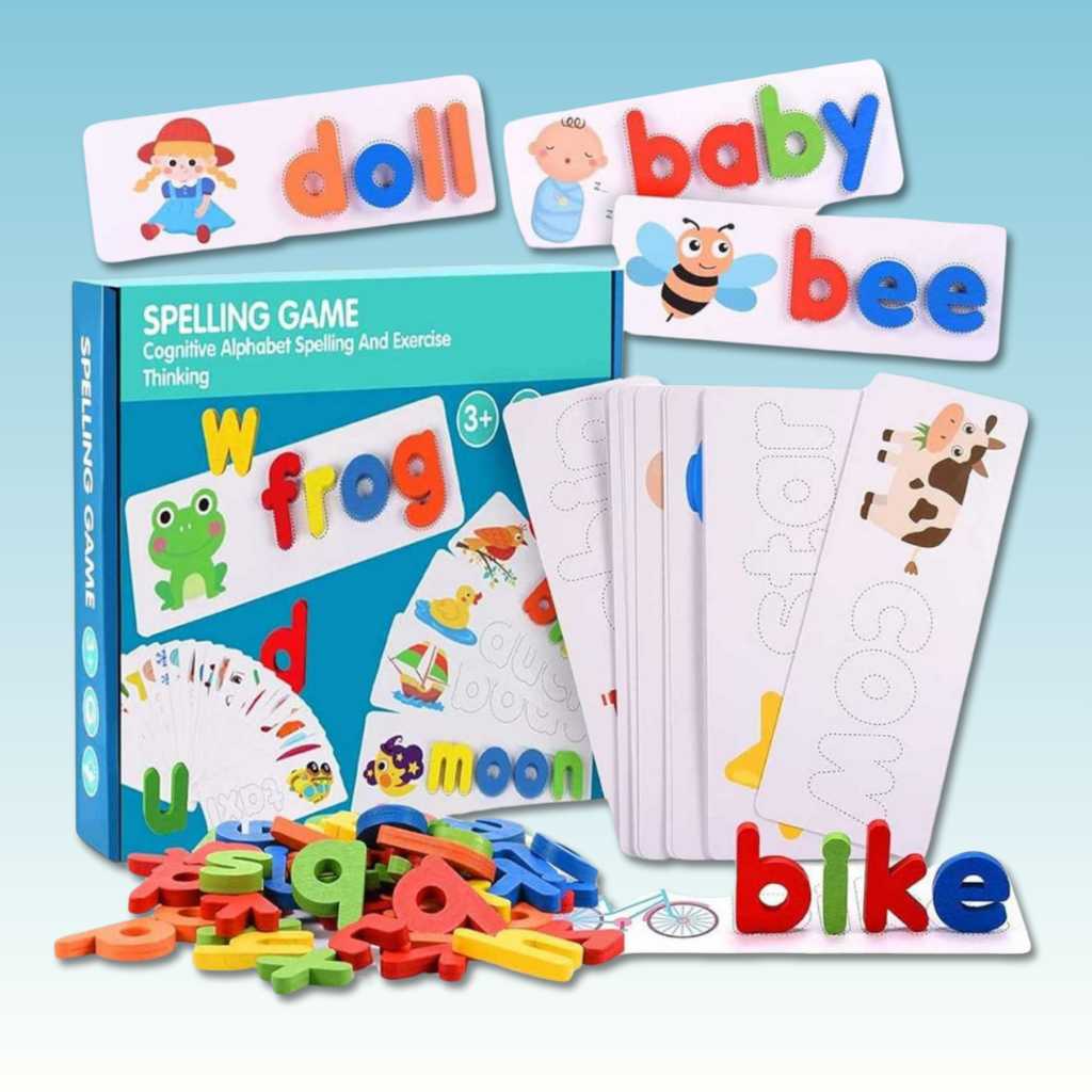 buy best wooden educational toys online for kids and toddlers in india Exciting Vocabulary Building with Spelling Puzzle for Kids dodkart