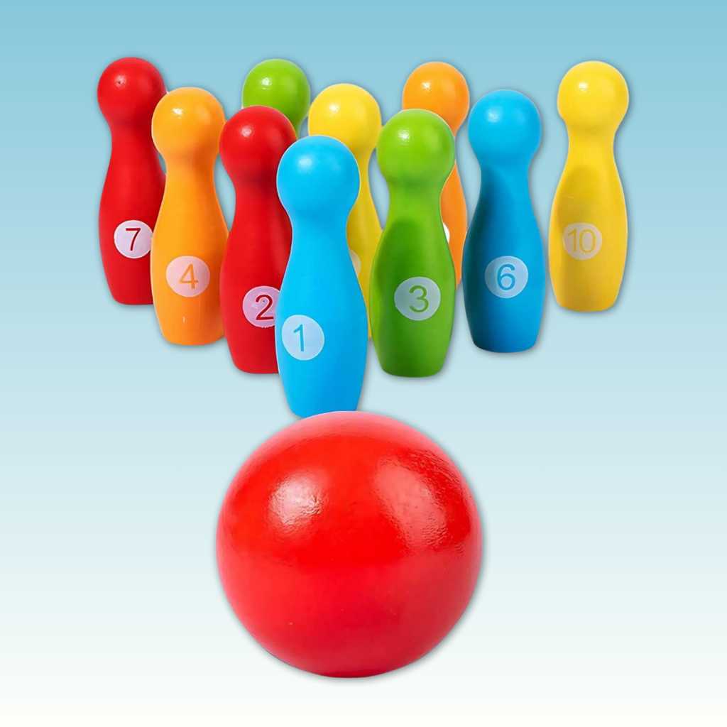 buy best wooden educational toys online for kids and toddlers in india Wooden Bowling Educational toy for Kids - DODKart