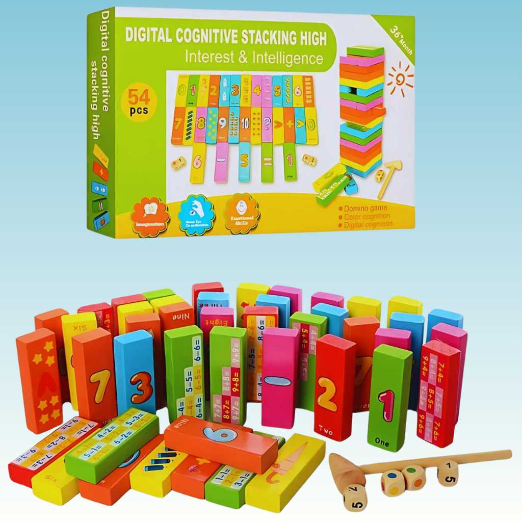 buy best wooden educational toys online for kids and toddlers in Wooden Educational Game Colorful Jenga Tower dodkartindia 