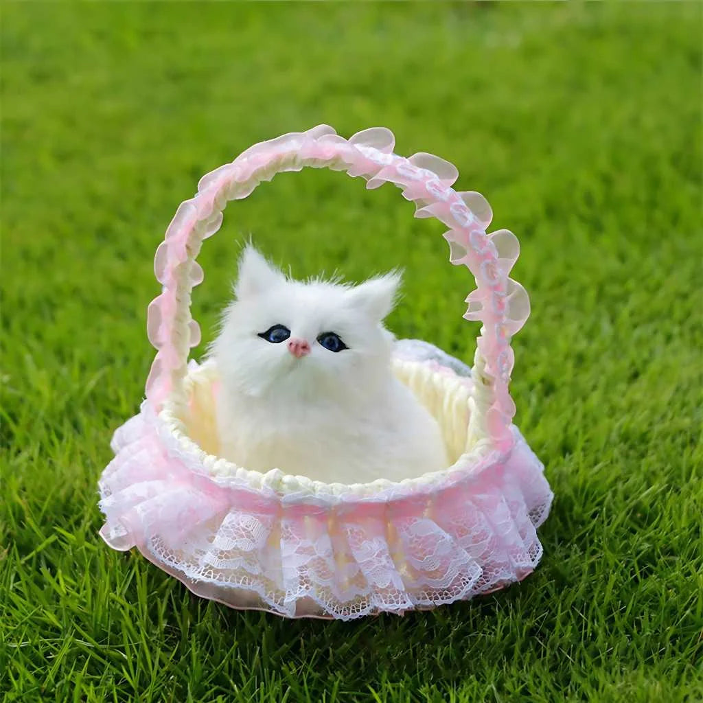 Cute Cat Soft Toy with Sound and Light Basket