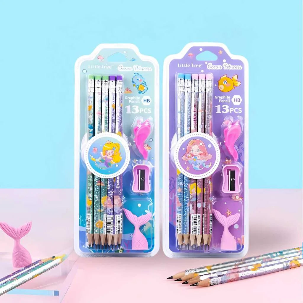 Cute Mermaid Themed HB Pencil Set for Kids