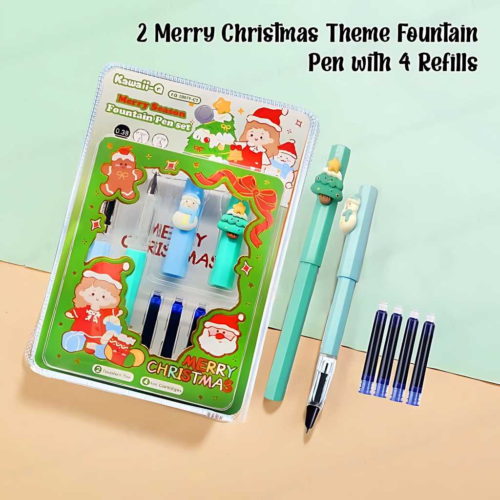 merry christmas fountain pen set for kids