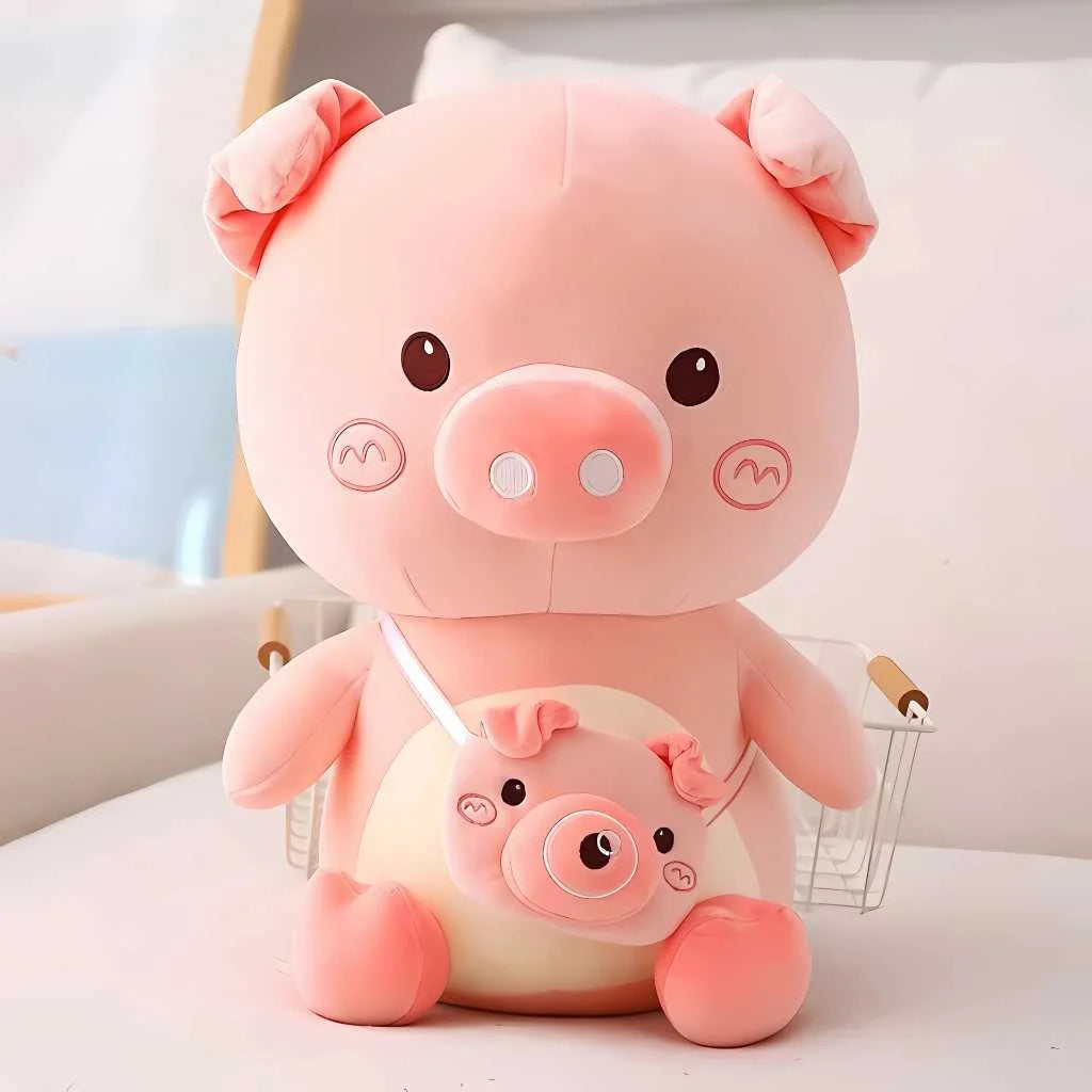 Super Soft Cute Pig Plush Toy with Mini Sling Bag